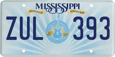 MS license plate ZUL393