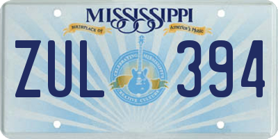 MS license plate ZUL394