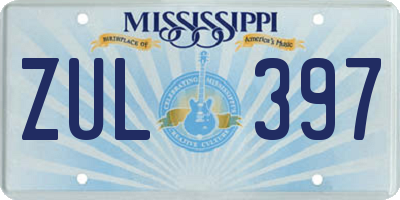 MS license plate ZUL397