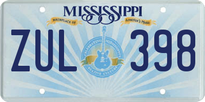 MS license plate ZUL398