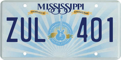 MS license plate ZUL401