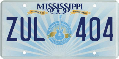 MS license plate ZUL404