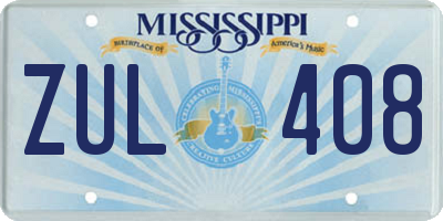 MS license plate ZUL408