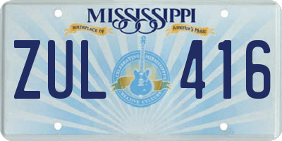 MS license plate ZUL416