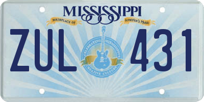 MS license plate ZUL431