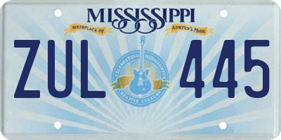 MS license plate ZUL445