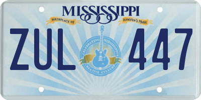 MS license plate ZUL447