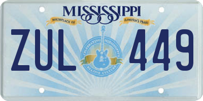 MS license plate ZUL449