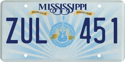 MS license plate ZUL451