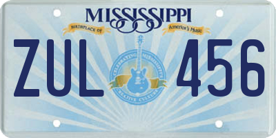 MS license plate ZUL456