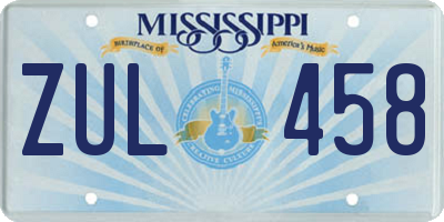 MS license plate ZUL458