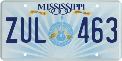 MS license plate ZUL463