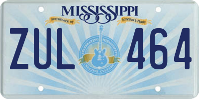 MS license plate ZUL464