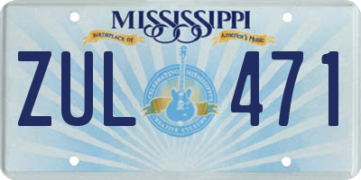 MS license plate ZUL471