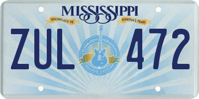MS license plate ZUL472