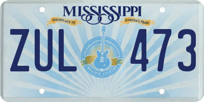 MS license plate ZUL473