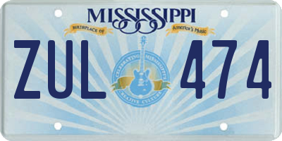 MS license plate ZUL474