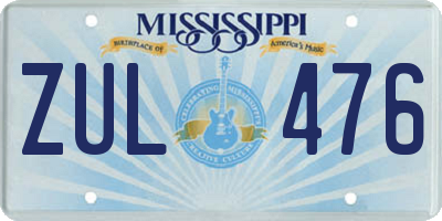 MS license plate ZUL476