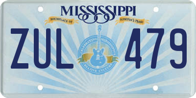 MS license plate ZUL479