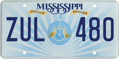 MS license plate ZUL480