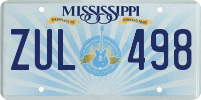 MS license plate ZUL498