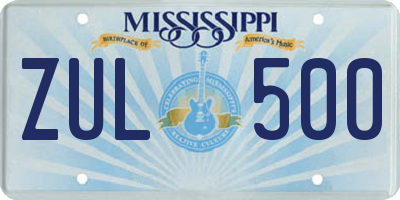 MS license plate ZUL500