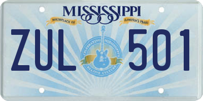 MS license plate ZUL501