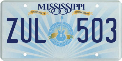 MS license plate ZUL503