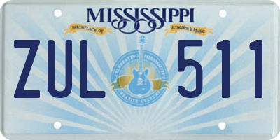 MS license plate ZUL511