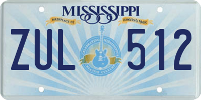 MS license plate ZUL512
