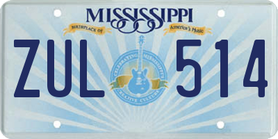 MS license plate ZUL514