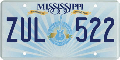 MS license plate ZUL522