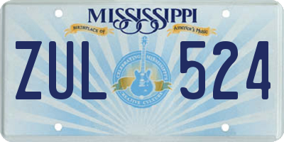 MS license plate ZUL524