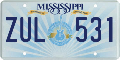 MS license plate ZUL531