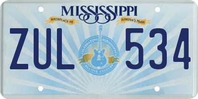 MS license plate ZUL534