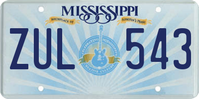 MS license plate ZUL543