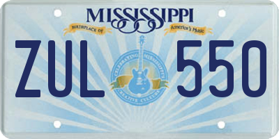 MS license plate ZUL550