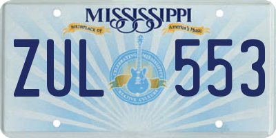 MS license plate ZUL553