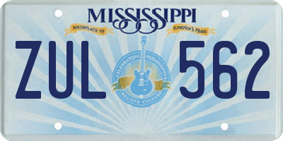 MS license plate ZUL562