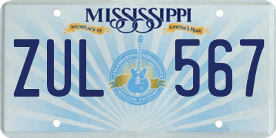 MS license plate ZUL567