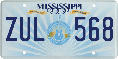 MS license plate ZUL568