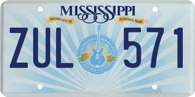 MS license plate ZUL571
