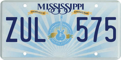 MS license plate ZUL575