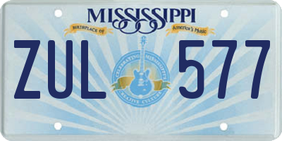 MS license plate ZUL577