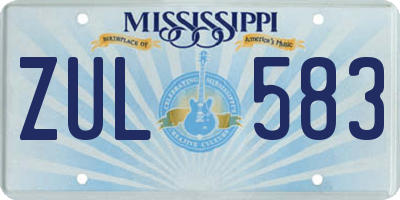 MS license plate ZUL583