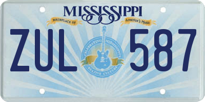 MS license plate ZUL587