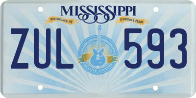 MS license plate ZUL593