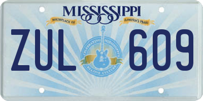 MS license plate ZUL609