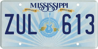 MS license plate ZUL613