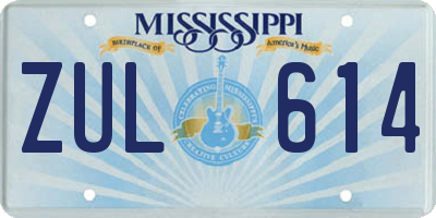 MS license plate ZUL614